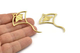 Brass Kite Charm, 2 Raw Brass Kite Pendants With 1 Loop (55x37mm) N1348