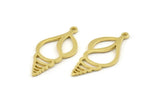 Brass Shell Charm, 4 Raw Brass Sea Shell Charm With 1 Loop, Pendants (35x17x1.2mm) N1358