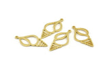 Brass Shell Charm, 4 Raw Brass Sea Shell Charm With 1 Loop, Pendants (35x17x1.2mm) N1358