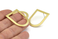 D Shape Earring, 6 Raw Brass D Shape Stud Earrings (35x28x0.80mm) M383 A1583