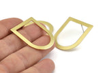 D Shape Earring, 6 Raw Brass D Shape Stud Earrings (35x28x0.80mm) M383 A1583