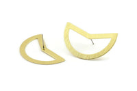 Brass Moon Earring, 6 Textured Raw Brass Moon Stud Earrings (38x18x0.80mm) M231 A1581