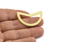 Brass Moon Earring, 6 Textured Raw Brass Moon Stud Earrings (38x18x0.80mm) M231 A1581