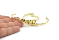 Brass Moon Cuff,  Raw Brass Moon Phases Cuff Stone Setting With 1 Pad -  Pad Size 6mm N1342