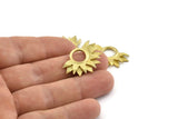 Brass Sunflower Charm, 4 Raw Brass Flower Charms, Pendants, Earrings, Findings (28x19mm) N0787