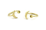Brass Ring Settings, 3 Raw Brass Moon And Planet Ring With 1 Stone Setting - Pad Size 4mm N0799