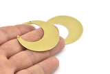 Brass Moon Charm, 4 Raw Brass Crescent Moon Charms With 2 Holes (42x16x0.80mm) M395