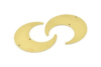 Brass Moon Charm, 4 Raw Brass Crescent Moon Charms With 2 Holes (42x16x0.80mm) M394
