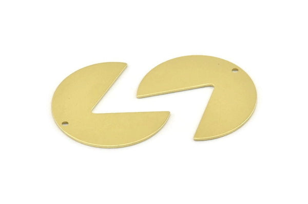 Brass Circle Charm, 8 Raw Brass Pizza Slice Charms With 1 Hole, Blanks, Findings (30x26x0.80mm) M397
