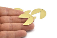 Brass Circle Charm, 8 Raw Brass Pizza Slice Charms With 2 Holes, Blanks, Findings (30x26x0.80mm) M399