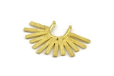 Brass Sun Pendant, 2 Raw Brass Textured Sunny Pendants With 2 Loops (39x27mm) N0806