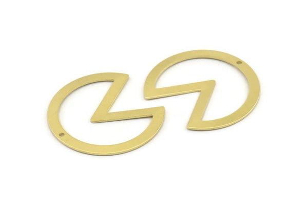 Brass Circle Charm, 8 Raw Brass Pizza Slice Pendants With 1 Hole, Findings (37x34x0.80mm) M368