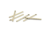 Silver Necklace Bar, 24 Antique Silver Plated Brass Bars (25x2x1mm) BS 1198--A0858 H1201