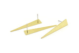 Brass Triangle Earring, 8 Raw Brass Triangle Stud Earrings (40x8x0.80mm) M144 A1558