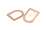 D Shape Earring, 8 Raw Copper D Shaped Stud Earrings With 1 Hole (35x28x0.80mm) M025 A1544