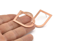 D Shape Earring, 8 Raw Copper D Shaped Stud Earrings With 1 Hole (35x28x0.80mm) M025 A1544