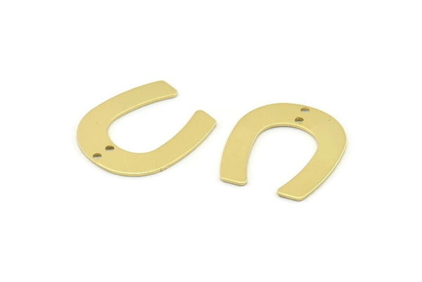 U Shaped Charm, 12 Raw Brass U Shaped Charms With 2 Holes, Blanks (25x22x0.80mm) M443
