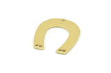 U Shaped Charm, 12 Raw Brass U Shaped Charms With 5 Holes, Blanks (25x22x0.80mm) M444