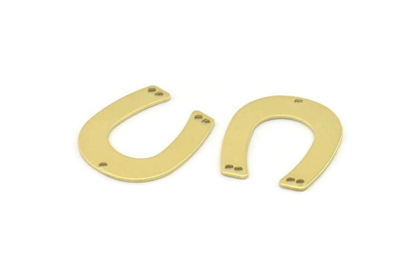 U Shaped Charm, 12 Raw Brass U Shaped Charms With 5 Holes, Blanks (25x22x0.80mm) M444