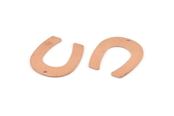 U Shaped Charm, 10 Raw Copper U Shaped Charms With 1 Hole, Blanks (25x22x0.80mm) M446
