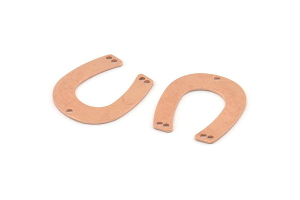 U Shaped Charm, 10 Raw Copper U Shaped Charms With 5 Holes, Blanks (25x22x0.80mm) M448