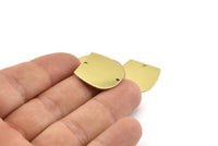 D Shaped Charm, 12 Raw Brass D Shaped Charms With 2 Holes, D Shape Blanks (20x19x0.80mm) M453