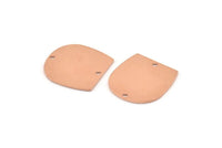 D Shaped Charm, 8 Raw Copper D Shaped Charms With 2 Holes, D Shape Blanks (20x19x0.80mm) M454