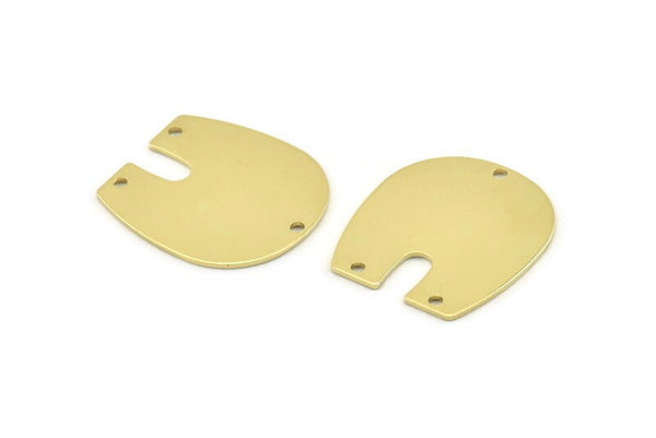 U Shaped Charm, 8 Raw Brass U Shaped Charms With 3 Holes, Blanks (25x22x0.80mm) M457