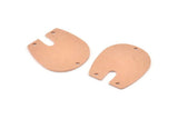 U Shaped Charm, 6 Raw Copper U Shaped Charms With 3 Holes, Blanks (25x22x0.80mm) M460