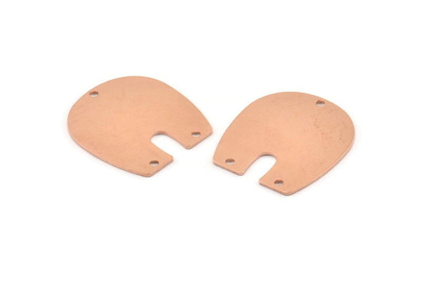 U Shaped Charm, 6 Raw Copper U Shaped Charms With 3 Holes, Blanks (25x22x0.80mm) M460