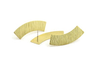 Brass Rectangle Earring, 6 Textured Raw Brass Rectangle Stud Earrings (37x10x0.80mm) M099 A1538