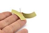 Brass Rectangle Earring, 6 Raw Brass Rectangle Stud Earrings (28x10x0.80mm) M075 A1540
