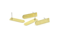 Stud Earring - 8 Textured Raw Brass Stud Earrings (23x6x0.80mm) M181 A1556