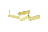 Stud Earring - 8 Textured Raw Brass Stud Earrings (23x6x0.80mm) M181 A1556