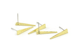 Brass Triangle Earring, 10 Hammered Raw Brass Triangle Stud Earrings (20x4.5x0.80mm) M264 A1557
