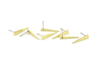 Brass Triangle Earring, 10 Hammered Raw Brass Triangle Stud Earrings (20x4.5x0.80mm) M264 A1557