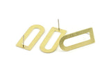 D Shape Earring, 8 Textured Raw Brass D Shape Stud Earrings (30x13x0.80mm) M179 A1559