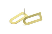 D Shape Earring, 8 Textured Raw Brass D Shape Stud Earrings (30x13x0.80mm) M179 A1559