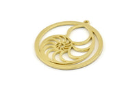 Brass Shell Charm, 2 Raw Brass Sea Shell Charm With 1 Loop, Pendants (32x35x1.2mm) N1363