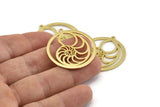 Brass Shell Charm, 2 Raw Brass Sea Shell Charm With 1 Loop, Pendants (32x35x1.2mm) N1363