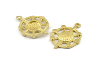 Pirinç Pusula Tılsımı, 1 Halkalı 2 Ham Pirinç Pusula Tılsımı, Kolye Uçları, Bulgular (35x24mm) N1365