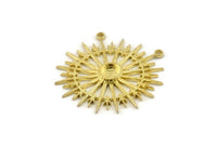 Brass Charm, 2 Raw Brass, Charm Pendant, Brass Pendant, Brass Charm With 1 Loop, Stone Setting - Pad Size 6mm (34x32mm) N1366