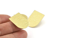 Stud Earring, 6 Textured Raw Brass D Shaped Stud Earrings (28x21x0.80mm) M351 A1563