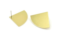 Brass Triangle Earring, 4 Raw Brass Fan Stud Earrings (40x28x0.80mm) M214 A1565