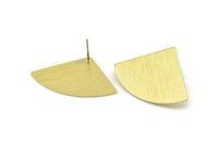 Brass Triangle Earring, 4 Textured Raw Brass Fan Stud Earrings (40x27x0.80mm) M296 A1566