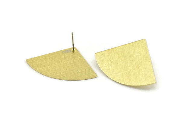 Brass Triangle Earring, 4 Textured Raw Brass Fan Stud Earrings (40x27x0.80mm) M296 A1566