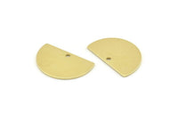 Semi Circle Charm, 12 Raw Brass Half Moon Charms With 1 Hole, Blanks, Stamping Blanks (22x14x0.80mm) M402