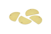 Semi Circle Charm, 12 Raw Brass Half Moon Charms With 1 Hole, Blanks, Stamping Blanks (22x14x0.80mm) M403