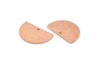 Semi Circle Charm, 12 Raw Copper Half Moon Charms With 1 Hole, Blanks, Stamping Blanks (22x14x0.80mm) M405