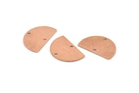 Semi Circle Charm, 12 Raw Copper Half Moon Charms With 2 Holes, Blanks, Stamping Blanks (22x14x0.80mm) M406